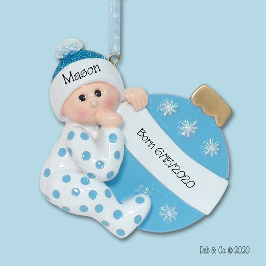 Baby's First Christmas - Baby BOY- Personalized Christmas Ornament  - RESIN