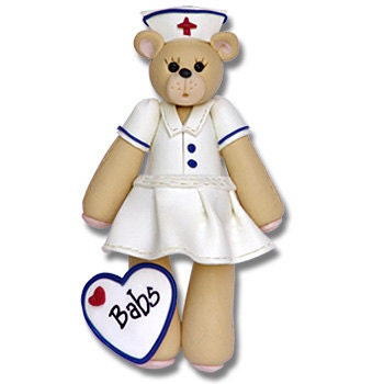 Belly  Bear Nurse Personalized Ornament, Nurse Ornament,  Handmade Polymer Clay, Gift for Nurse