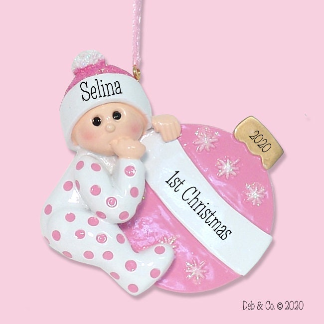 Baby's First Christmas - Baby GIRL- Personalized Christmas Ornament  - RESIN