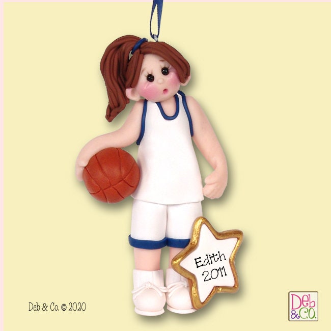 Personalized Girl Basketball Ornament, HANDMADE Polymer Clay in Custom Gift Box