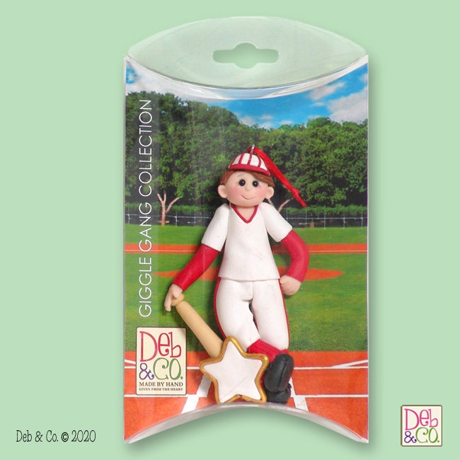 Blonde Baseball Personalized Christmas Ornament - Softball Ornament - Handmade Polymer Clay Personalized Christmas Ornament