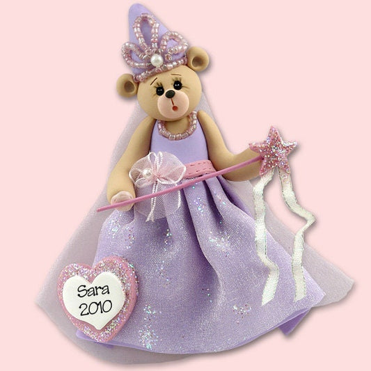 Belly Bear Princess HANDMADE Polymer Clay Personalized Christmas Ornament