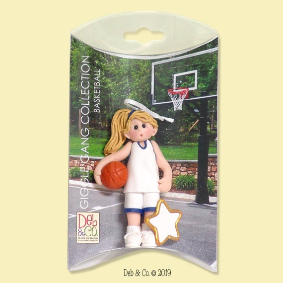 Personalized Girl Basketball Ornament, HANDMADE Polymer Clay in Custom Gift Box