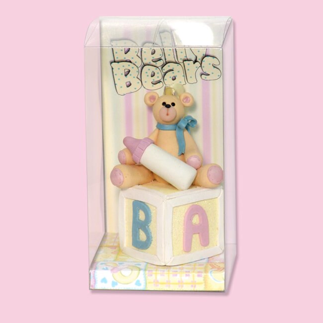 Baby Bear on Block - Baby's First Christmas Personalized Ornament  - HANDMADE Polymer Clay Ornament