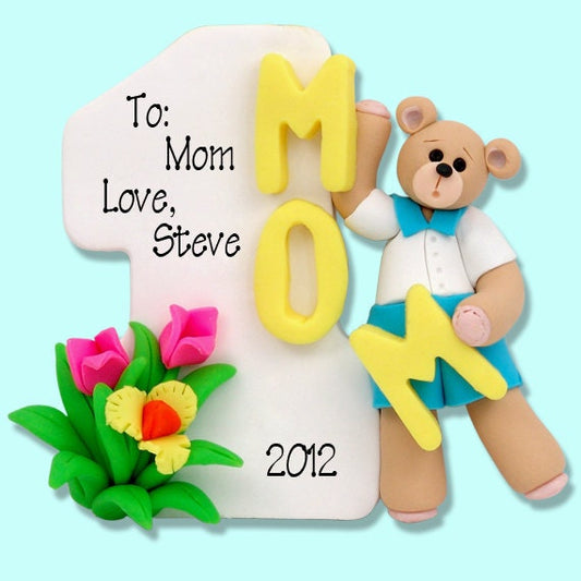 Personalized Number 1 MOM - Mother's Day Personalized Ornament Handmade Polymer Clay