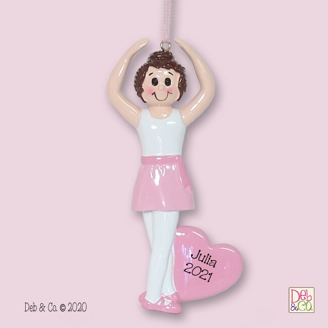 BALLERINA in White Leotard Personalized Christmas Ballet Dance Ornament