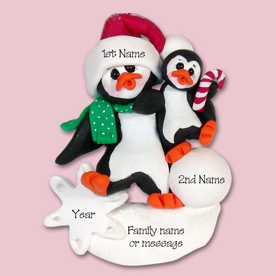 Single Parent with 1 Child Personalized Ornament, Grandparent w/ 1 Grandchild Handmade Polymer Clay Personalized Christmas Ornaments