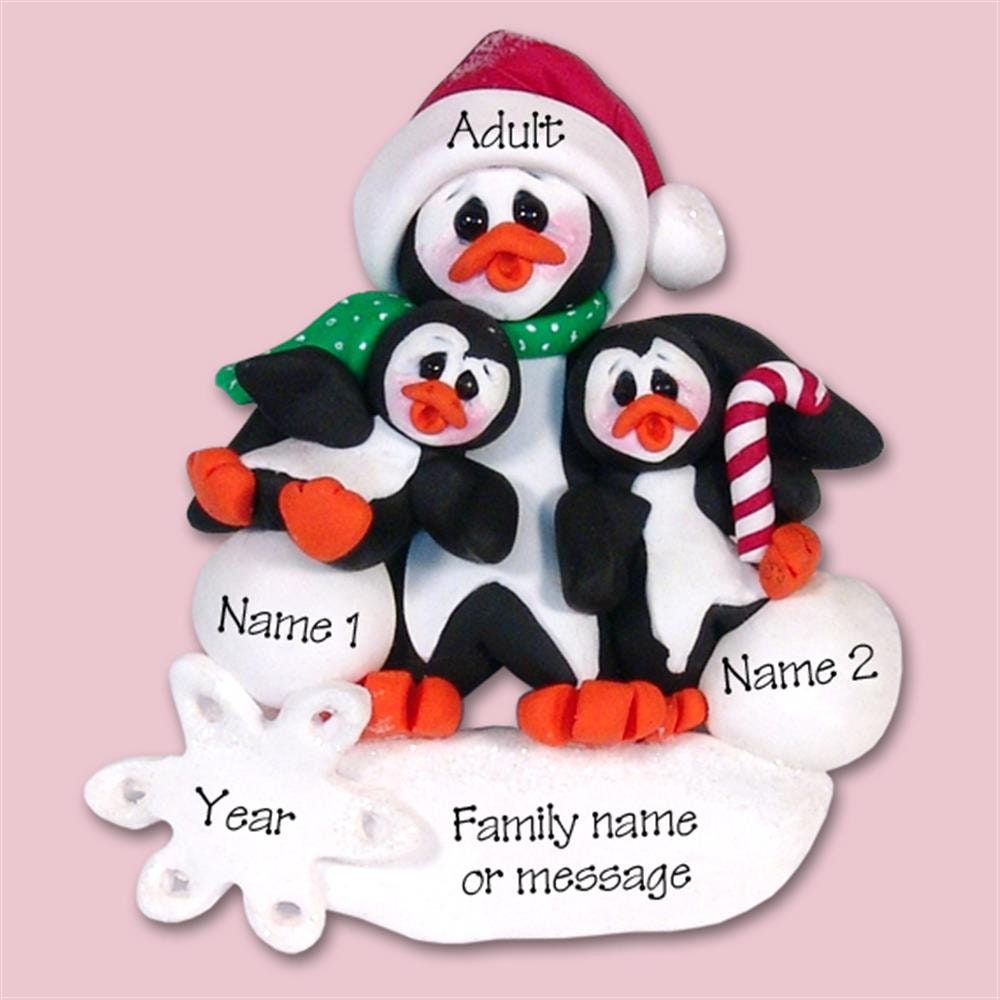 Single Parent with 2 kids, Personalized Family Ornament, Grandparent w/ 3 Grandkids,Handmade Polymer Clay Ornament