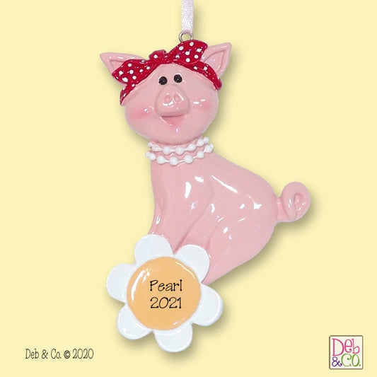 This Little PIGGY Pearl the Pig Personalized Christmas Ornament