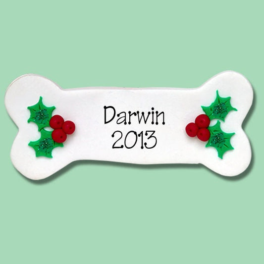 Personalized Dog Ornaments, DOGBONE Ornament, Personalized Dog Christmas Ornament, HANDMADE Polymer Clay, Pet Ornaments Personalized