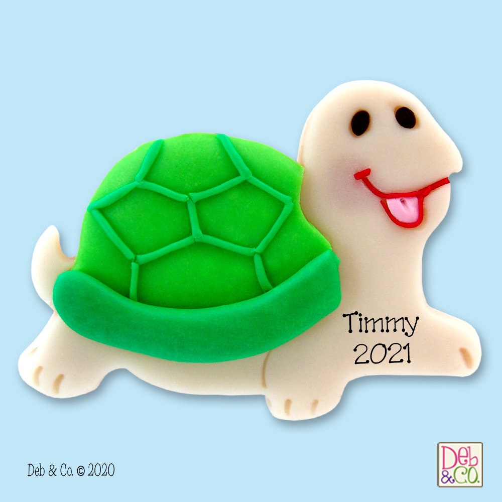 Timmy the Turtle Handmade POLYMER CLAY  Personalized Christmas Ornament