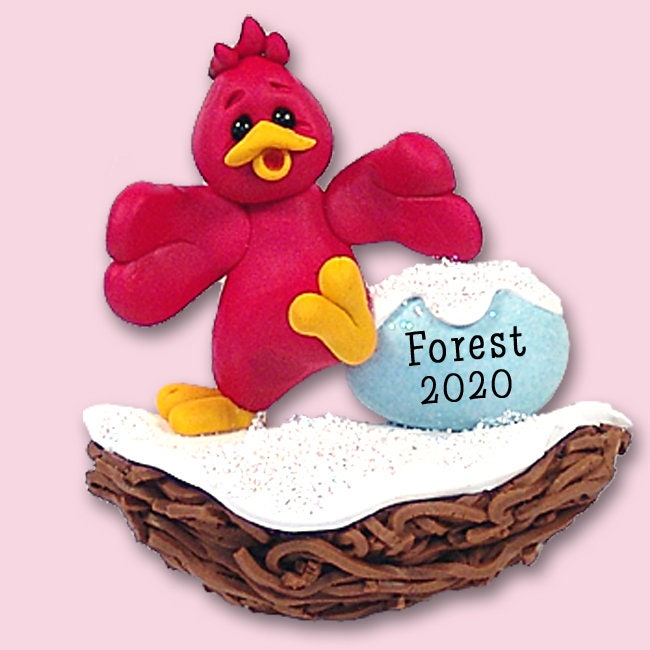 ROCKIN' ROBIN  Handmade  Polymer Clay Personalized Christmas Ornament