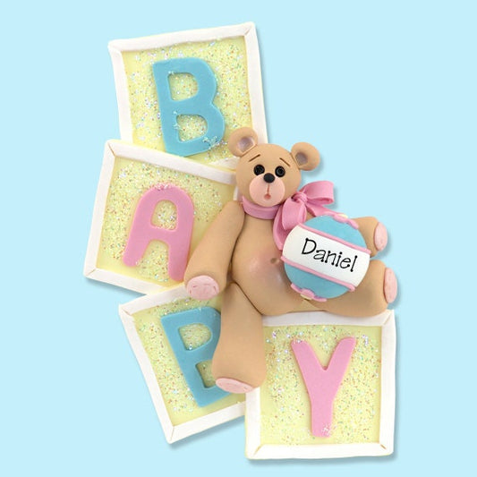 Baby's First Christmas Personalized Ornament  - Polymer Clay Ornament