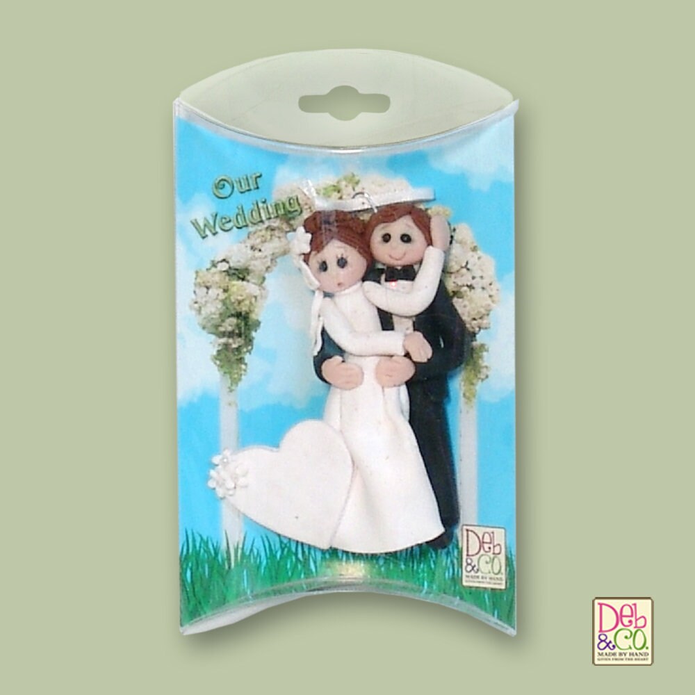 Bride & Groom Handmade Polymer Clay Personalized WEDDING Ornament - Limited Edition - #12