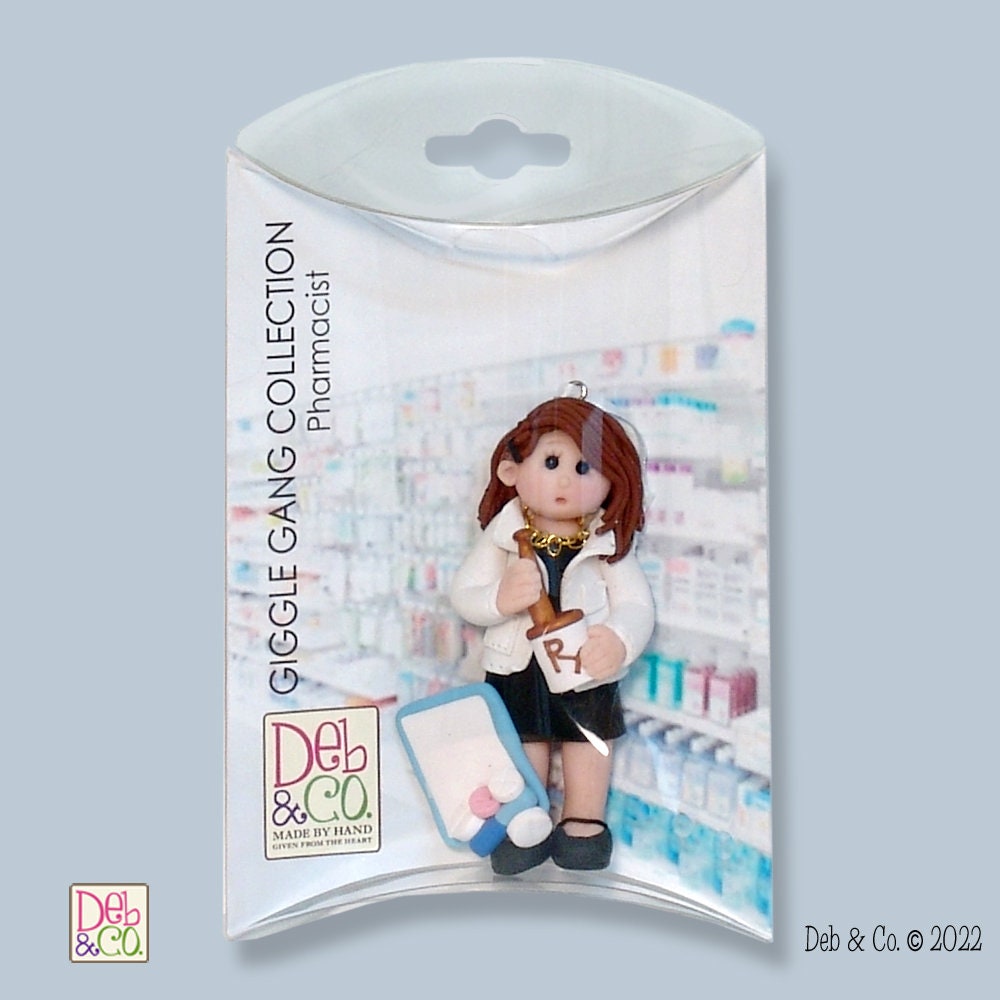 Female PHARMACIST Personalized Christmas Ornament - Handmade Polymer Clay in Custom Gift Box