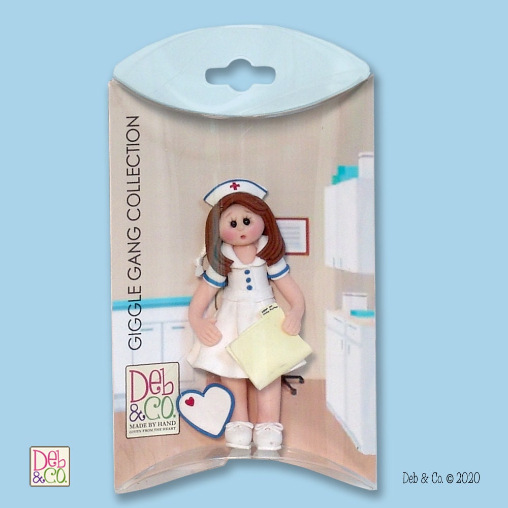 Female NURSE Handmade Polymer Clay Personalized Christmas Ornament in Custom Gift Box