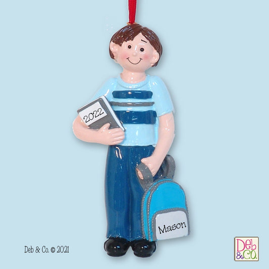 Back to School / 1st Day Boy Personalized Christmas Ornament