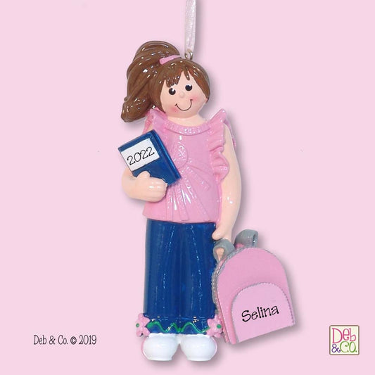 Female / Girl Back to School GIRL Personalized Christmas Ornament - RESIN