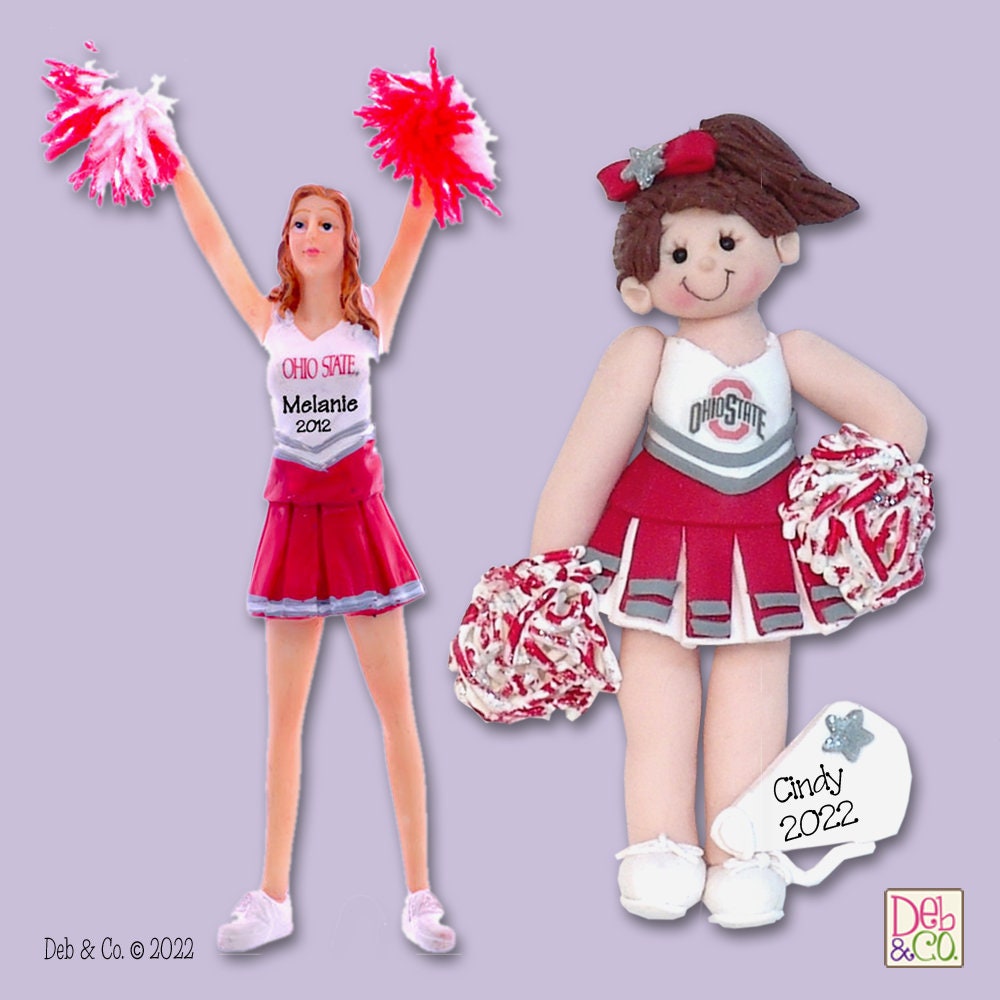 Ohio State RED CHEERLEADER  Personalized Christmas Ornament Handmade Polymer Clay