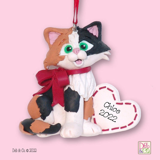 Calico  KITTY CAT HANDMADE Polymer Clay Personalized Christmas Ornament - Limited Edition #2