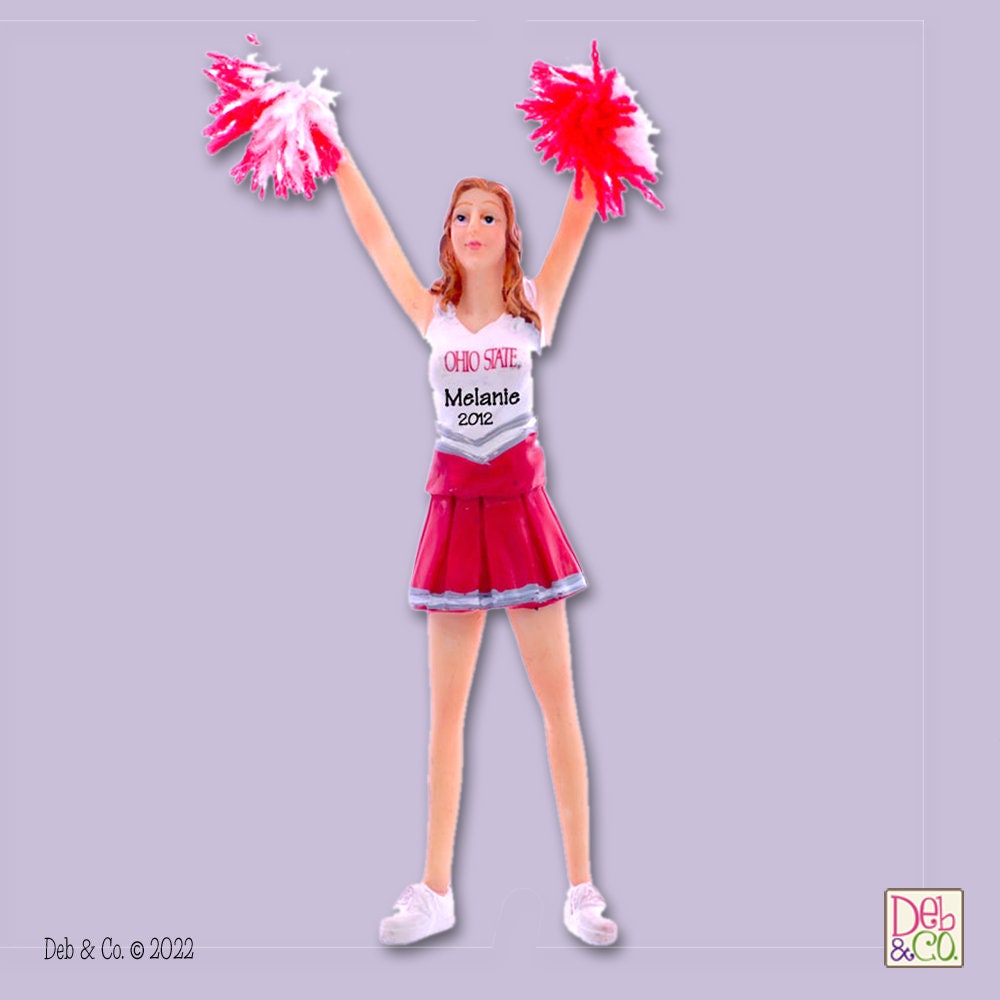 Ohio State RED CHEERLEADER  Personalized Christmas Ornament Handmade Polymer Clay