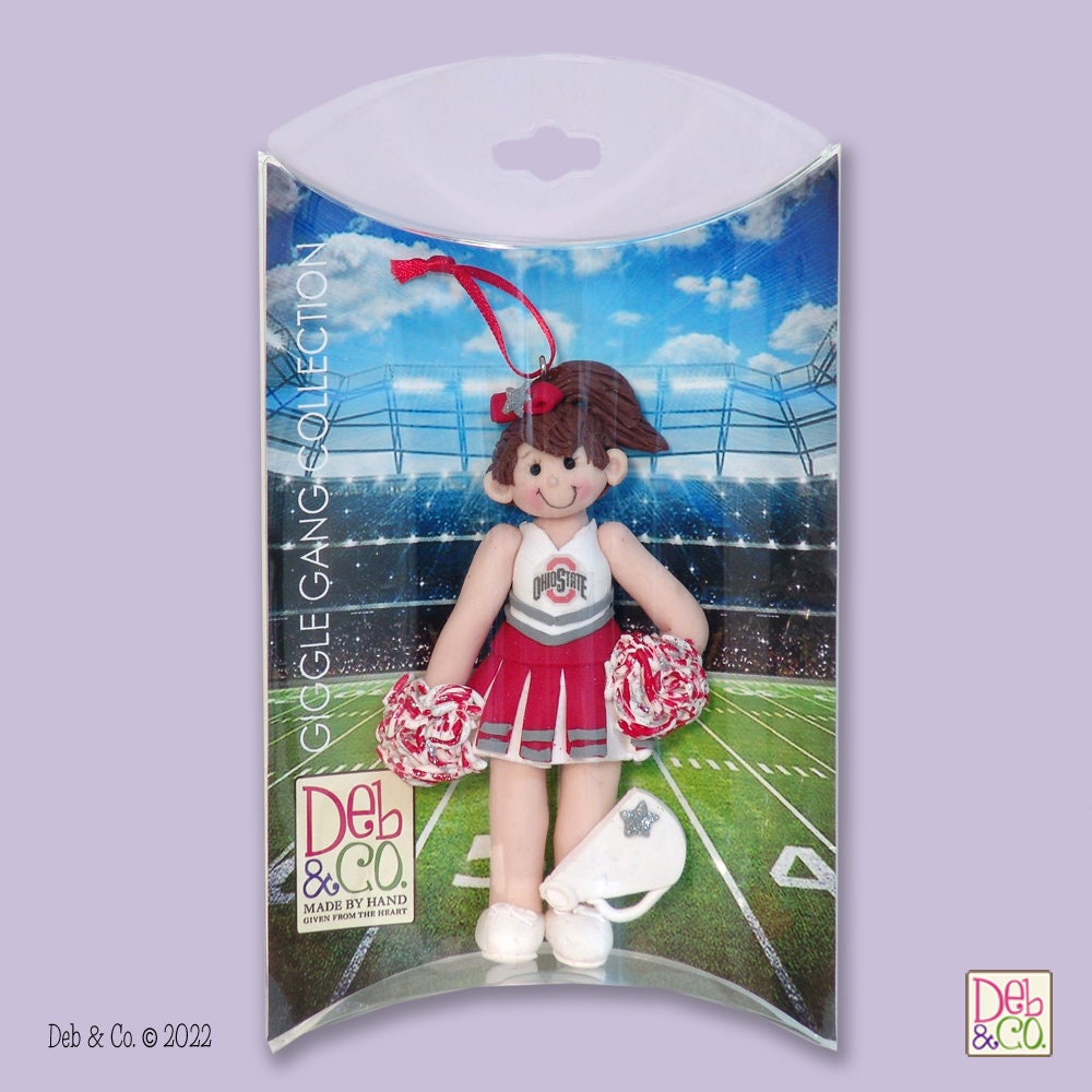 Ohio State RED CHEERLEADER  Personalized Christmas Ornament Handmade Polymer Clay