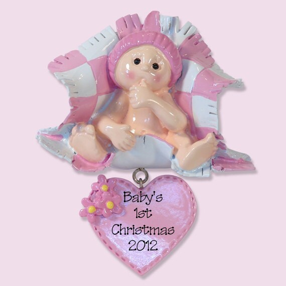 Baby's First Christmas - GIRL - Personalized Ornament  - RESIN Ornament