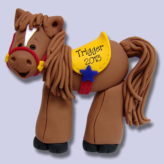 Cowboy's Western Horse  HANDMADE Polymer Clay Personalized Christmas Ornament