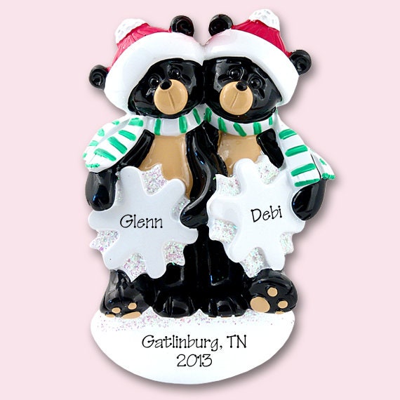 First Christmas Together, Personalized Couples Christmas Ornament, Personalized, Black Bear Couple