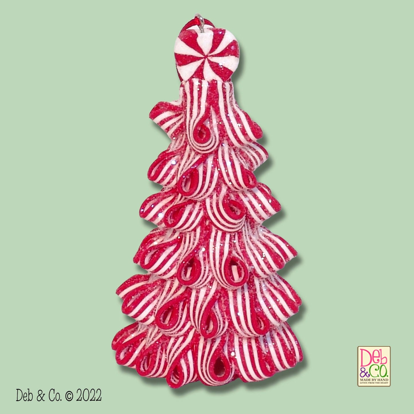 Peppermint Christmas Tree Handmade from Polymer clay