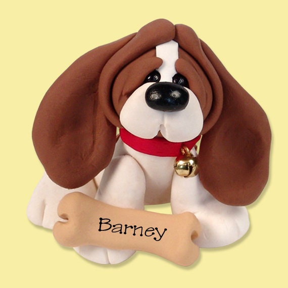 Pug / Dog / Puppy / with Plaque "I Chews You"  Handmade Polymer Clay Personalized Christmas Ornament - 2 Piece Set - Choose your breed