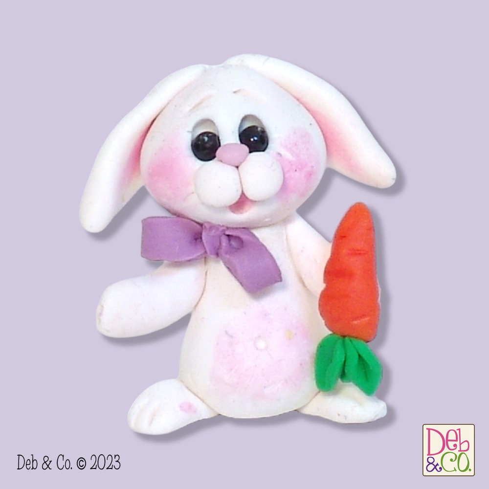 White Baby Bunny Handmade Polymer Clay Easter Decor