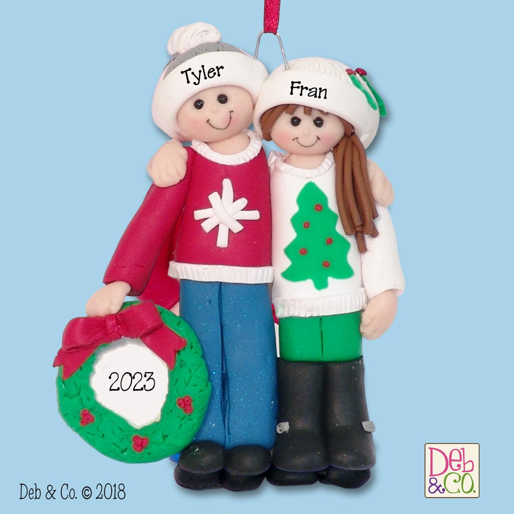 First Christmas Together, Personalized Couples Christmas Ornament, HANDMADE POLYMER CLAY, Custom Ornaments Personalized, Ugly Sweater Couple