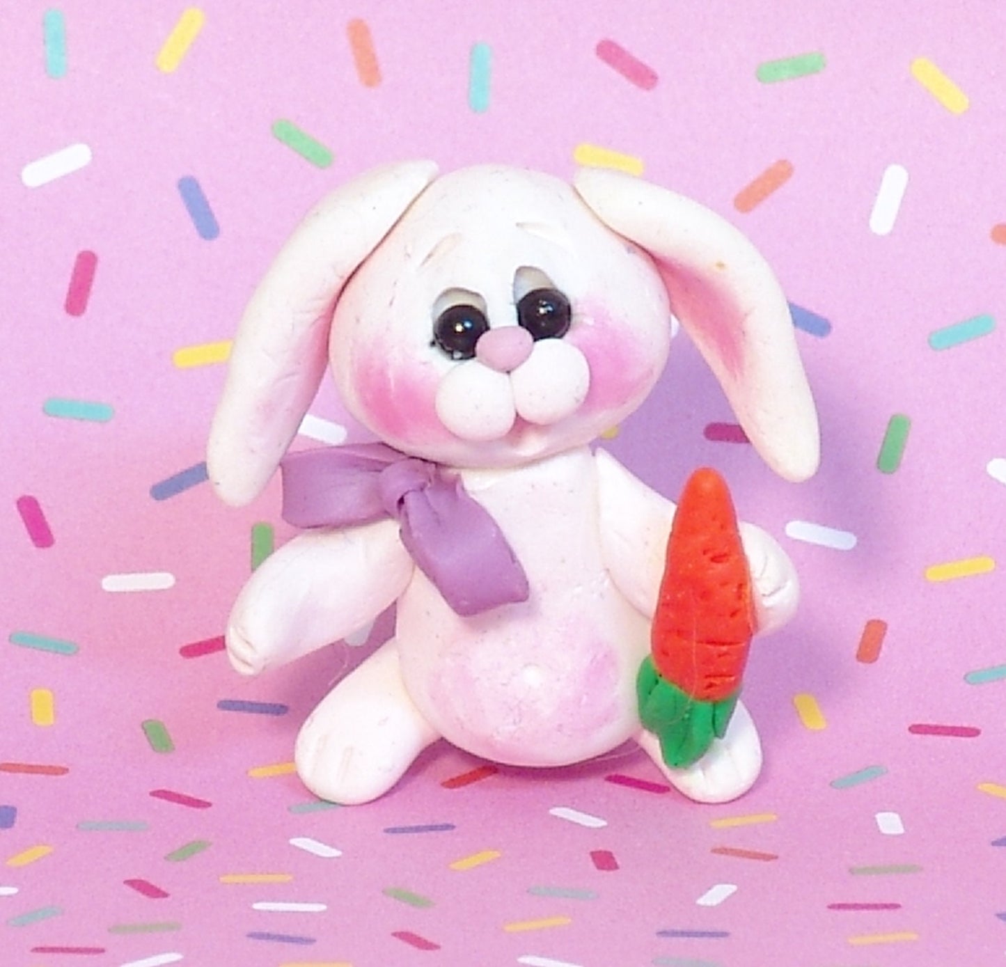 White Baby Bunny Handmade Polymer Clay Easter Decor