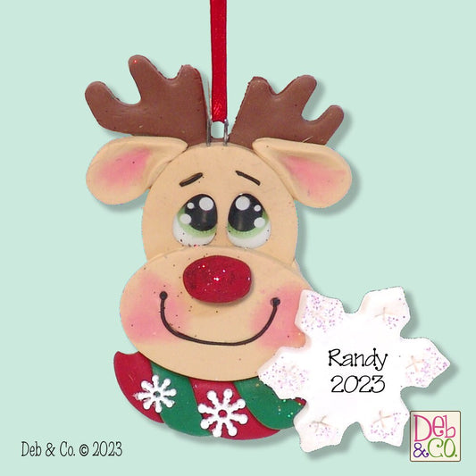 Rudolph the Reindeer Ornament HANDMADE POLYMER CLAY Personalized Christmas Ornament