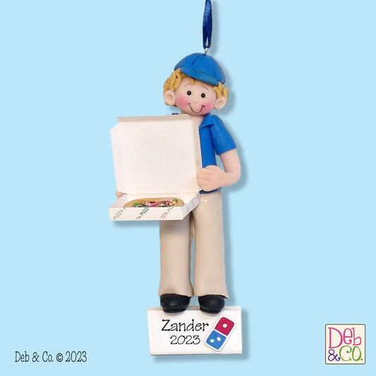 Pizza Delivery Guy- Pizza Lover - Handmade Polymer Clay Personalized Christmas Ornament-Figurine