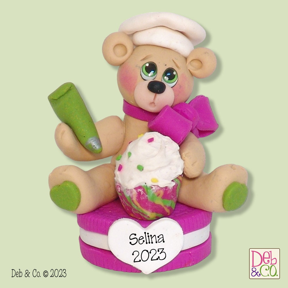 Personalized Belly  Bear Chef / Baker- Personalized Ornament - Handcrafted Polymer Clay - Custom Ornaments - Handmade