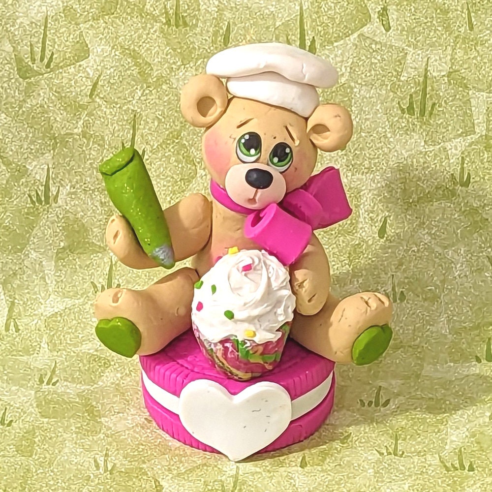Personalized Belly  Bear Chef / Baker- Personalized Ornament - Handcrafted Polymer Clay - Custom Ornaments - Handmade