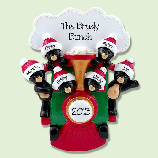 BLACK BEARS in Train Personalized Family Ornament of 6, Personalized Grandparents Gift, Personalized Christmas Ornaments