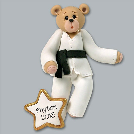 Personalized KARATE Ornament - Personalized Christmas Ornaments - Belly Bear Handmade Polymer Clay - Custom Ornaments