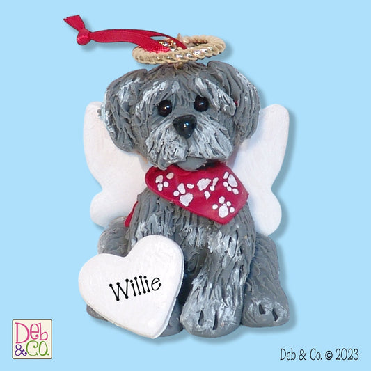 Custom Pet Memorial with Angel Wings and Halo Personalized  Christmas Ornament HANDMADE Polymer Clay