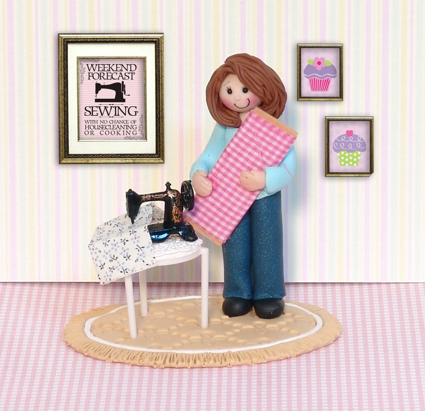 Sophie's Sewing Room Handmade Polymer Clay Figurine - Tier Tray Decor