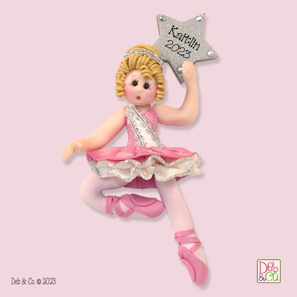 BALLERINA Ornament - Blonde Ballet Ornament, Personalized Christmas Ornament, Handmade Polymer Clay Ornament, Custom Ornaments,