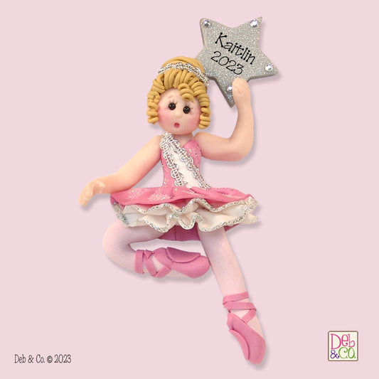 BALLERINA Ornament - Blonde Ballet Ornament, Personalized Christmas Ornament, Handmade Polymer Clay Ornament, Custom Ornaments,