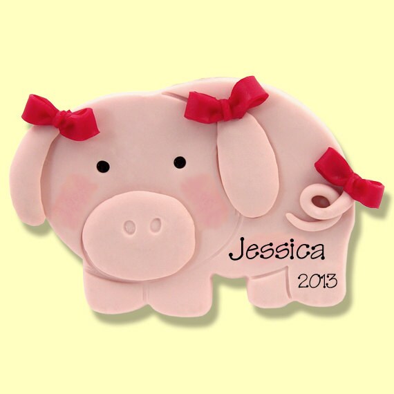 This Little PIGGY Handmade POLYMER CLAY  Personalized Christmas Ornament