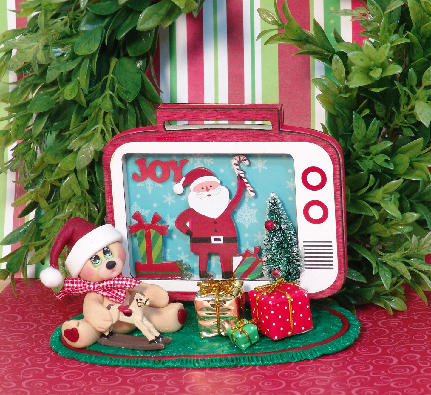 Tommy's Christmas TV HANDMADE Polymer CLAY Christmas Figurine - Tiered Tray Decor