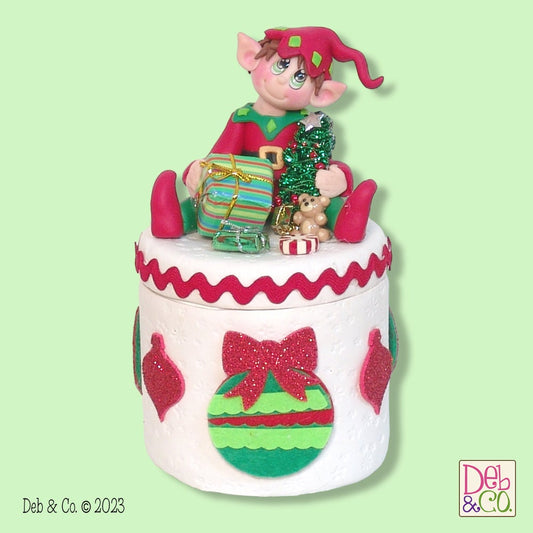 Elf Candy or Trinket Jar - Handmade Polymer Clay Christmas Decor