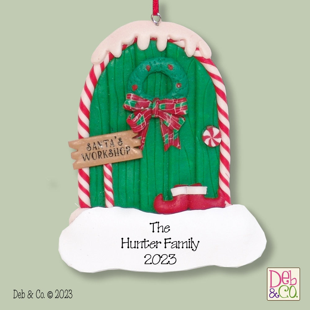 Christmas Door  / Home Family  HANDMADE POLYMER CLAY Personalized Christmas Ornament