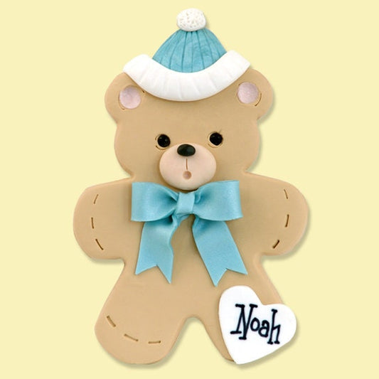 Baby Boy's Christmas Handmade Personalized Baby Stocking Ornament  - HANDMADE Polymer Clay Ornament