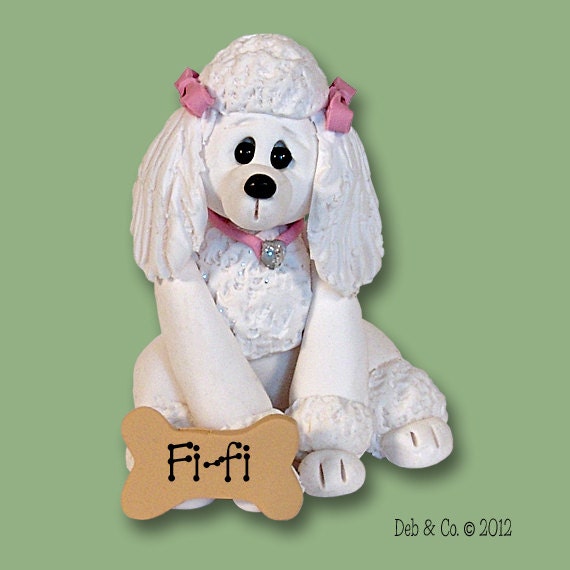 FRENCH POODLE / Dog / Puppy / Handmade Polymer Clay Personalized Christmas Ornament